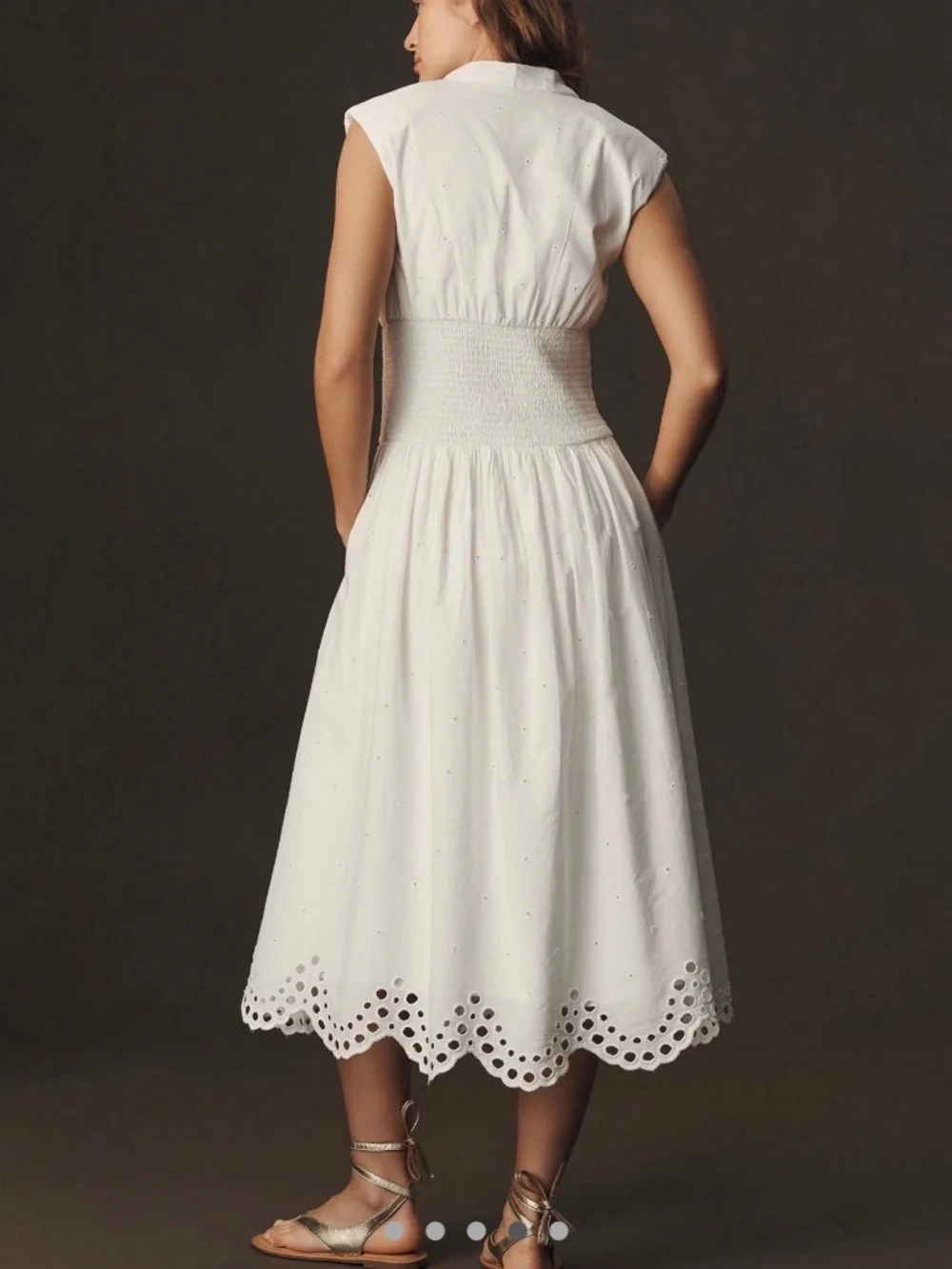 Anthropologie  Maeve Tommie Cap-sleeve Zip Smocked shirt dress xl - Picture 2 of 3